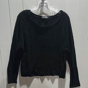 Brandy Melvillle loose weave Black chenille Knit Sweater scoop neck OS